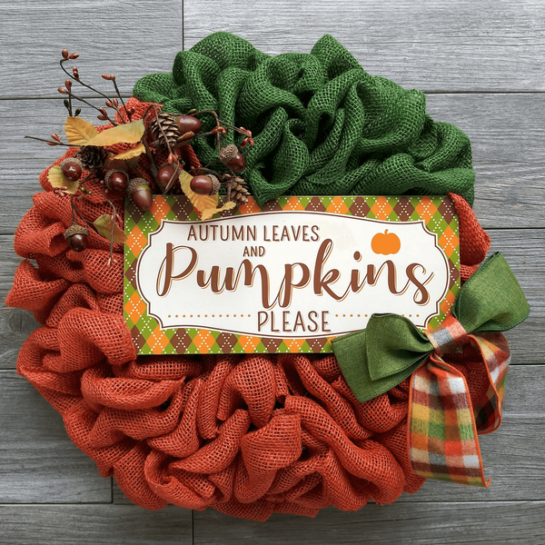 Burlap Pumpkin Wreath Pumpkin Wreath Wicks Scents – Wicks