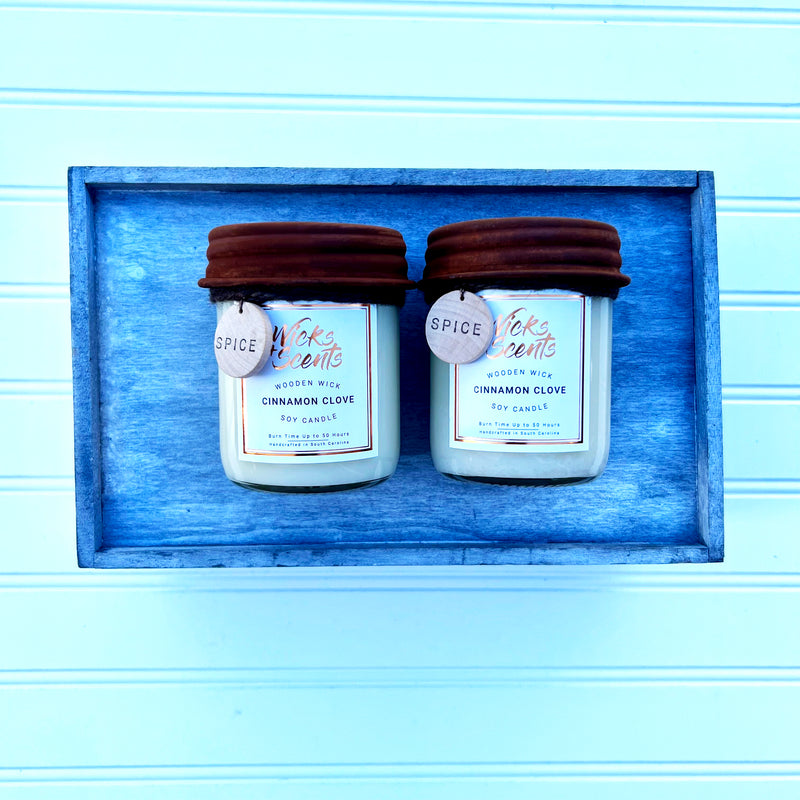 CINNAMON CLOVE WOODEN WICK CANDLE (8 OZ AND 12 OZ SIZES)