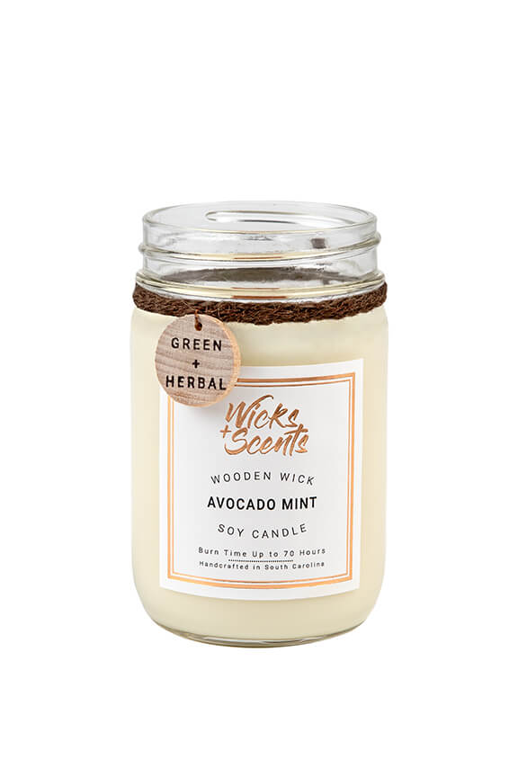 Avocado Mint Wooden Wick Candle