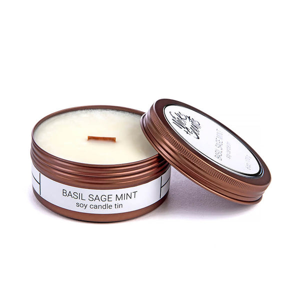 Basil Sage Mint Travel Tin Candle 