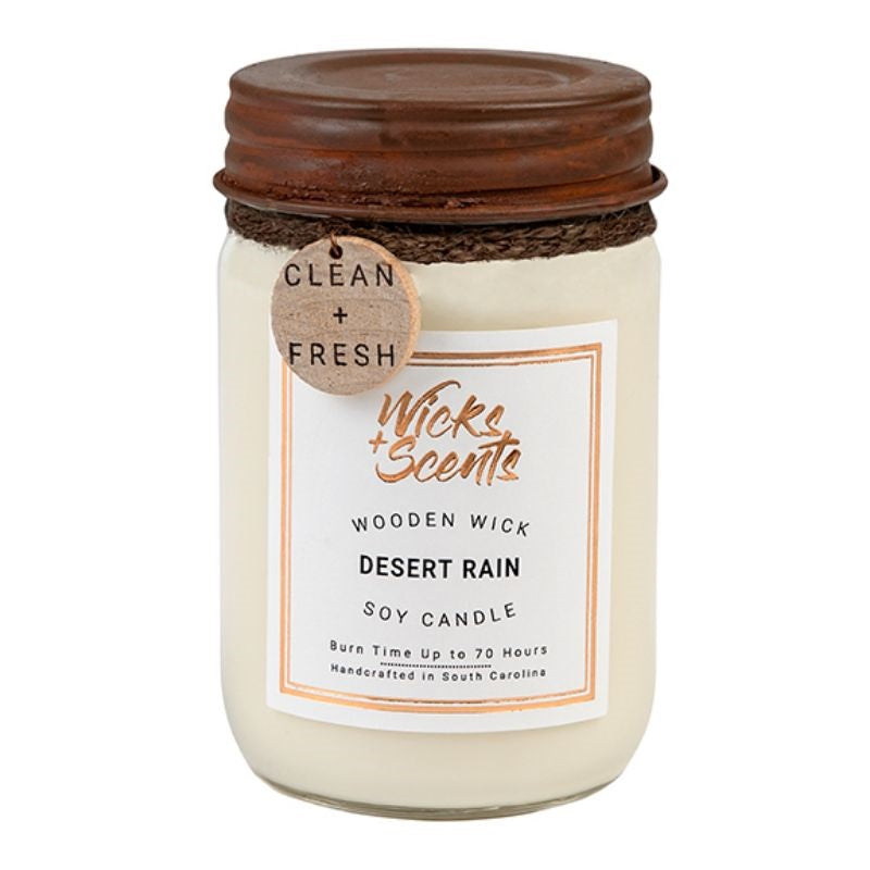 DESERT RAIN WOODEN WICK CANDLE (8 OZ AND 12 OZ SIZES)