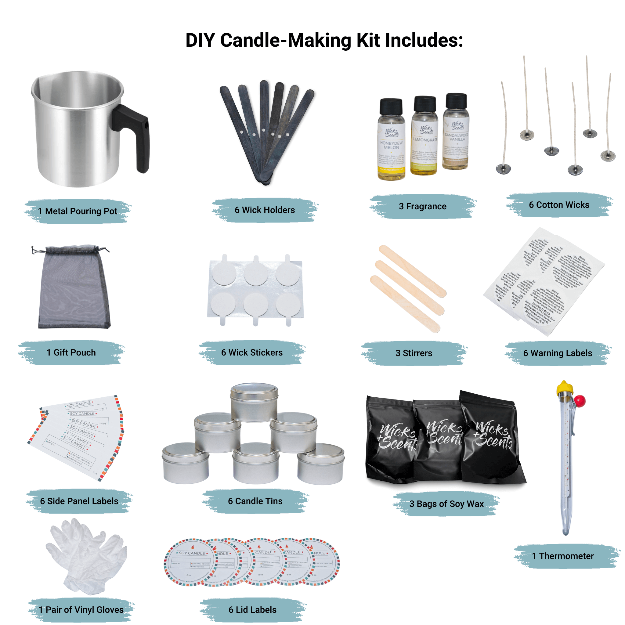 Candle Making Kit Soy Candle Kit Wicks + Scents Wicks + Scents
